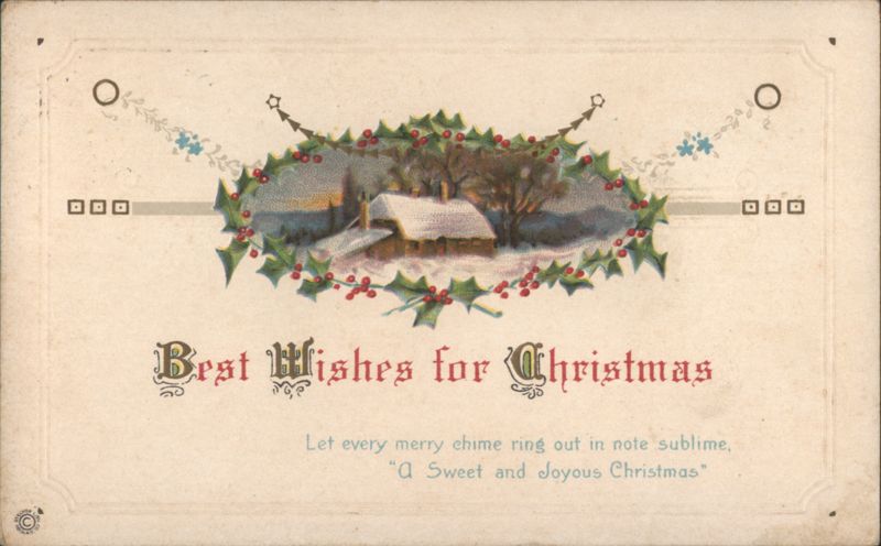 Best Wishes for Christmas, Snowy Cabin Winter Scene