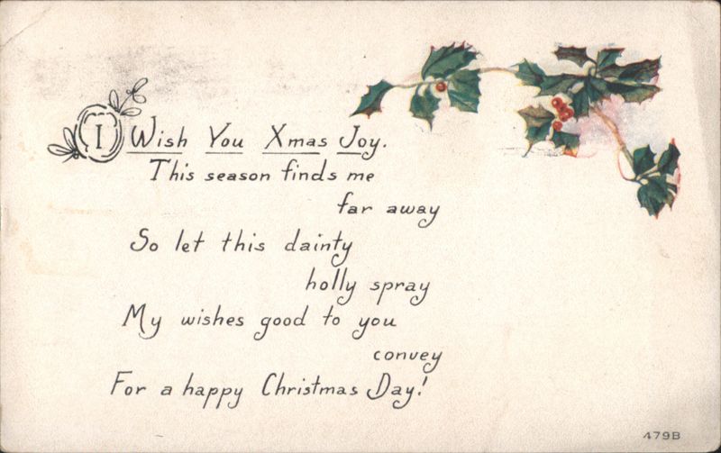 Christmas Greeting Poem with Holly Sprig