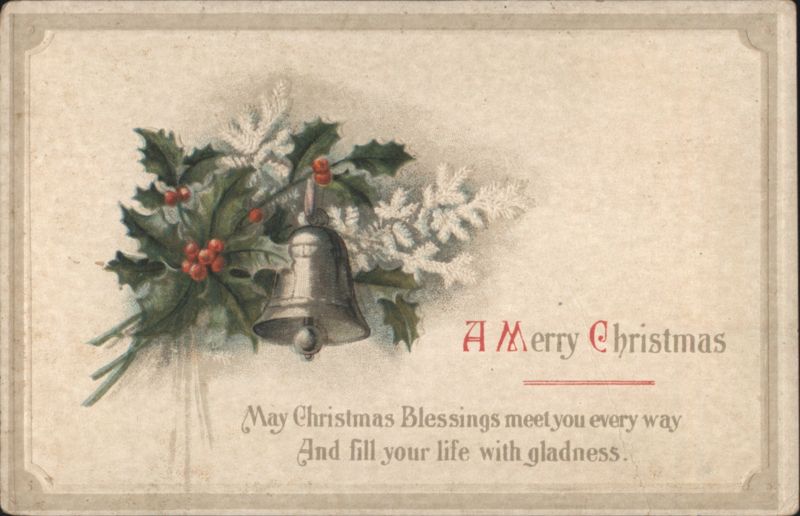 A Merry Christmas with Holly, Mistletoe, and Bell