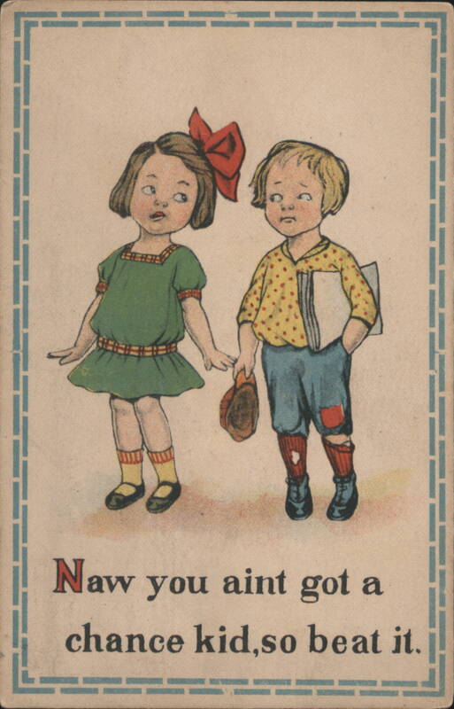 Comic Children with 'Naw you aint got a chance kid, so beat it'