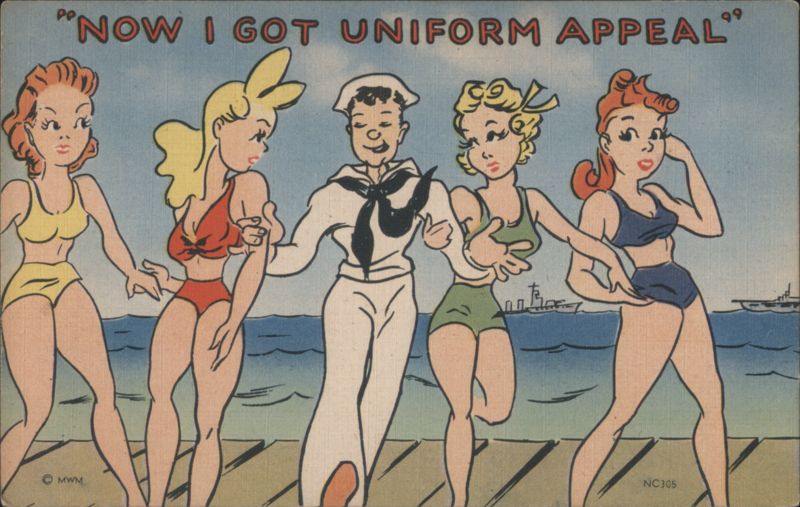 Sailor with Four Women in Swimsuits, 'Now I Got Uniform Appeal