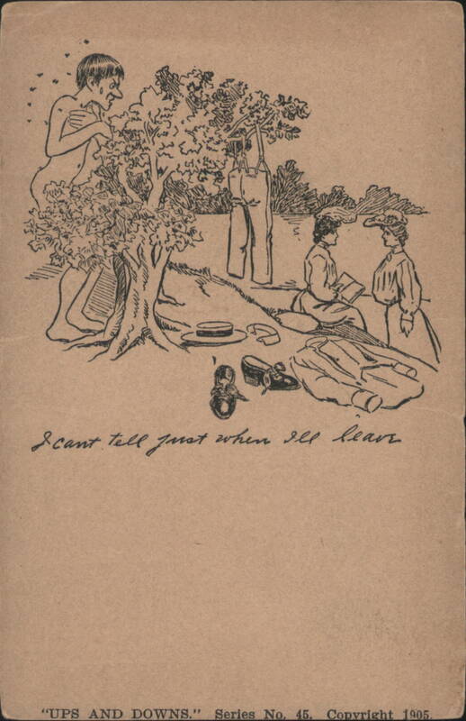 Comic Man Hiding Behind Tree, Women Reading, Ups and Downs Series