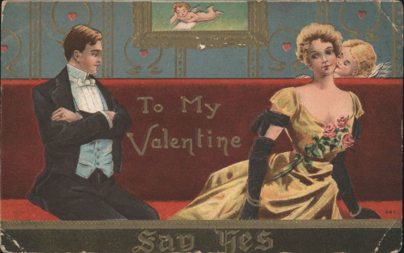 To My Valentine Say Yes Couple with Cupid Painting