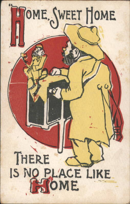 Home Sweet Home Cartoon with Man and Miniature Figure