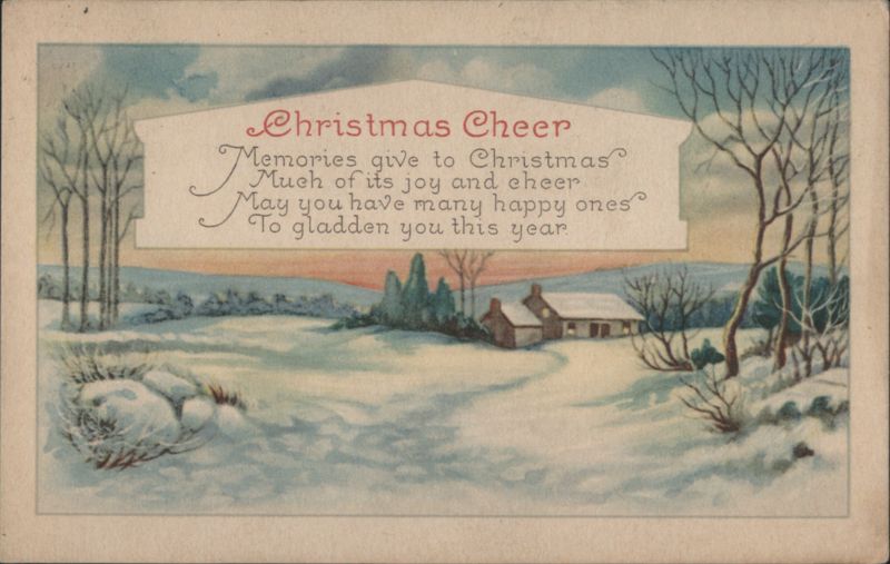 Christmas Cheer Snowy Winter Landscape Greeting with Poem