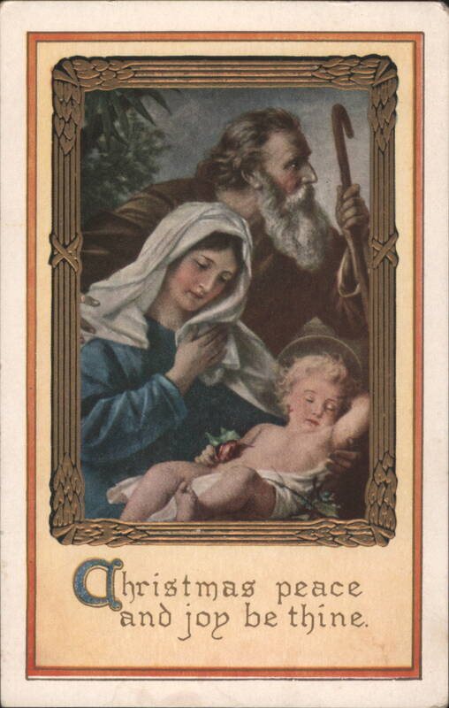 Holy Family Christmas Greeting with Mary, Joseph, and Baby Jesus