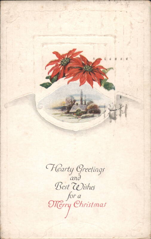 Hearty Greetings and Best Wishes for a Merry Christmas with Poinsettias