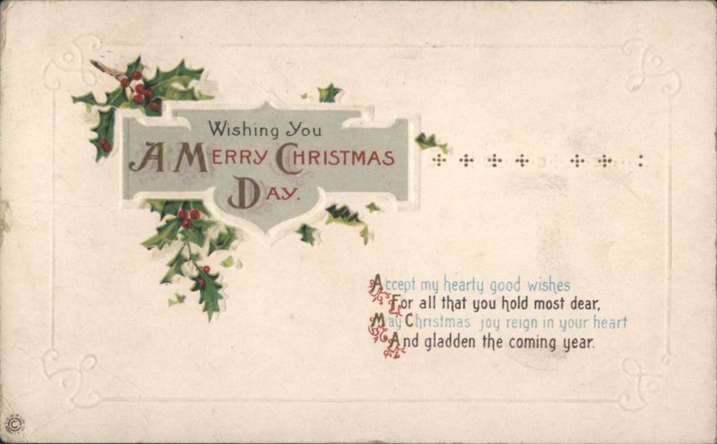 Wishing You A Merry Christmas Day Holly Berries Poem
