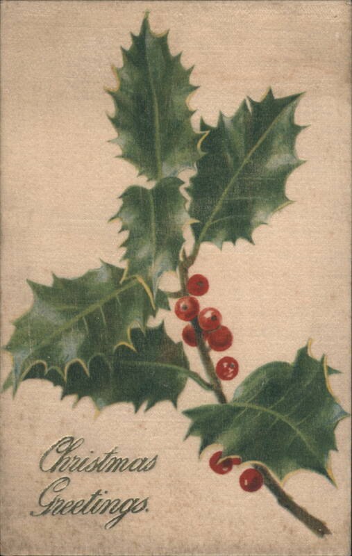 Christmas Greetings with Holly and Berries