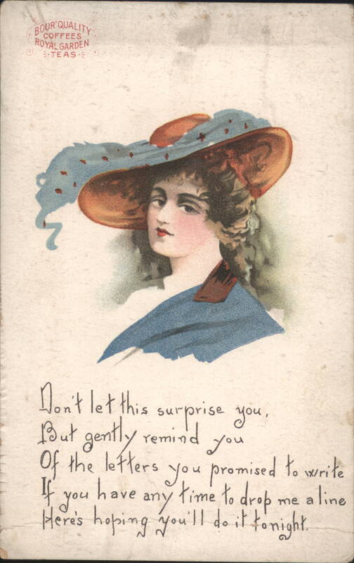 Woman in Large Hat, Advertising Bour Quality Coffee & Tea
