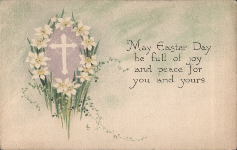 Easter Greeting with Cross and White Flowers Crosses