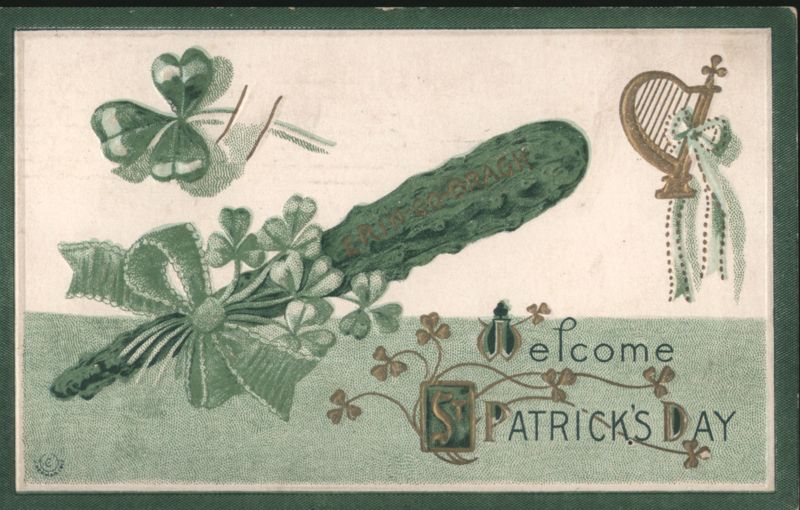 Welcome St. Patrick's Day with Shamrocks, Harp, and Shillelagh