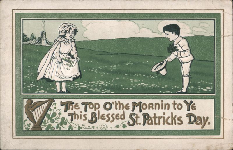 Children with Shamrocks for St. Patrick's Day Greeting