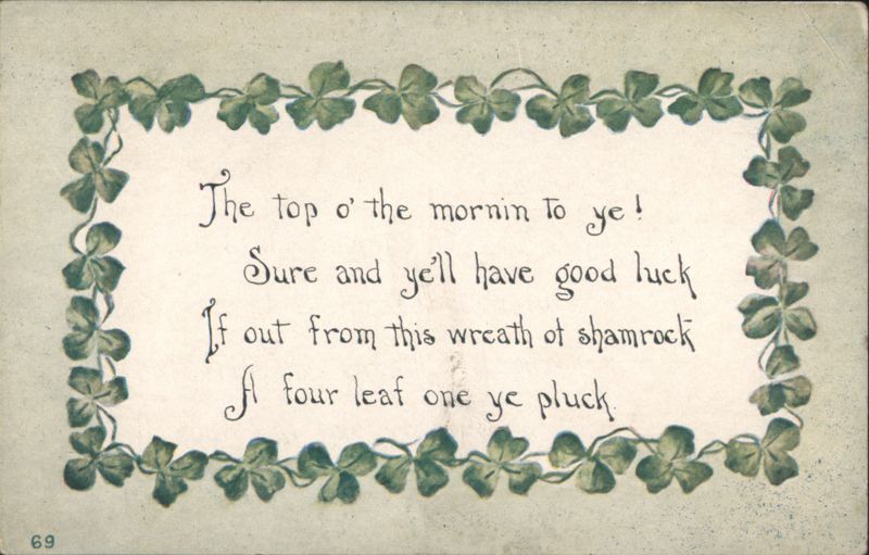 St. Patrick's Day Shamrock Wreath with Good Luck Poem