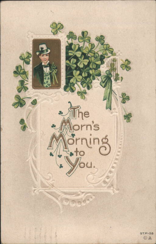 Young Man in Top Hat with Shamrocks, St. Patrick's Day Greeting