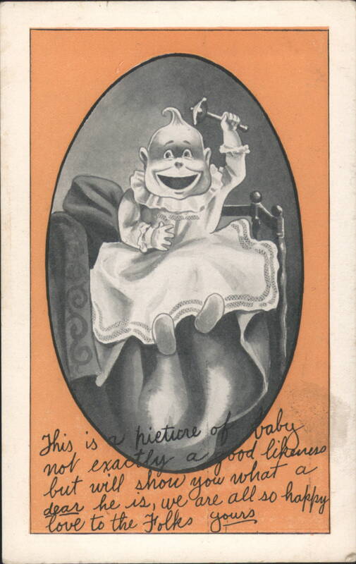 Comic Baby with Hammer, Happy Message Comic, Funny