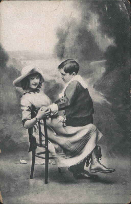 Sentimental Portrait of Young Woman and Boy Children