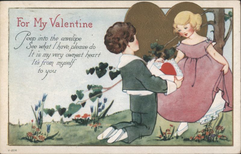 Boy Kneeling with Heart for Girl, For My Valentine Poem