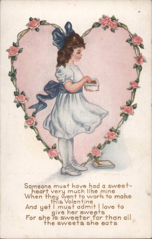 Girl with Chocolates in Heart of Roses, Valentine's Day Poem