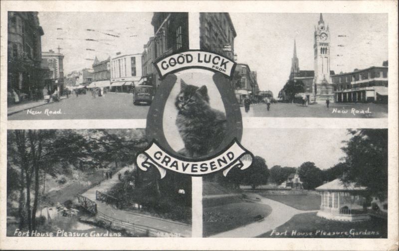 Gravesend Multi-View with Cat, New Road & Fort House Pleasure Gardens United Kingdom