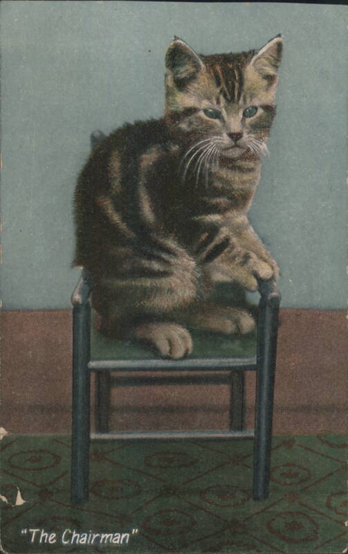 Tabby Kitten on Miniature Chair - 'The Chairman' Cats