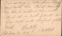 1903 Personal Message from A.W.M. to Richard D. Bardagdin Postcard