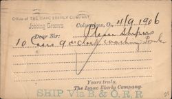 Isaac Eberly Company Jobbing Grocers Order for Washing Powder Postcard