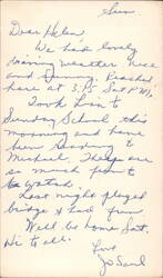 Personal Message from Jo Sand to Helen, Omaha NE 1969 Postcard