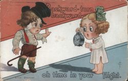1910 Cavally Children Alarm Clock Postcard Foxcroft Postcard