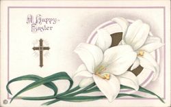 A Happy Easter Lilies and Cross Postcard