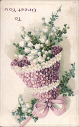 White and Purple Flower Bouquet, To Greet You Postcard