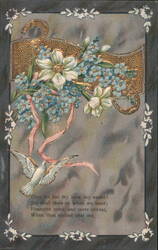 Forget-Me-Nots and White Flowers with Dove and Love Poem Postcard