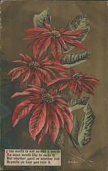 Red Poinsettia Flowers with Inspirational Quote Postcard