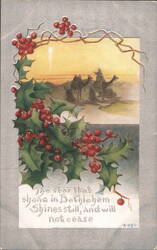 Christmas: Three Wise Men Following Star of Bethlehem with Holly by A. Hall Postcard