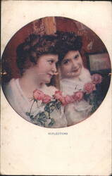 Women with Roses and Mirror, Reflections Postcard
