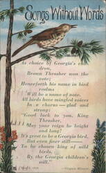 Songs Without Words Brown Thrasher Georgia State Bird Poem Postcard