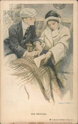 The Proposal - Young Couple in Romantic Scene Postcard