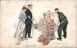 Excess Baggage by Howard Chandler Christy, Couple with Porter and Cherub Postcard