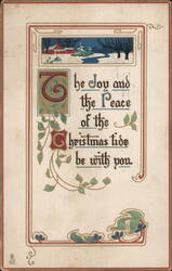 Christmas Greeting with Winter Scene and Art Nouveau Design Postcard
