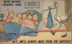 Stork Delivers Baby to Crowded Cradle, Always Room for Another Postcard
