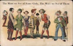 Vintage Risqué Comic Flappers Girls Divided Back Postcard Postcard