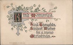 Kind Memories, Kind Thoughts, Kindest Wishes for a joyous Christmas Postcard