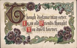 Decorative Floral Greeting with Friendship Poem Postcard