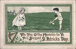 Children with Shamrocks for St. Patrick's Day Greeting Postcard