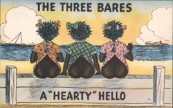 The Three Bares Black Americana Comic Ocean View Postcard
