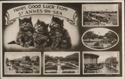 1949 St Annes-on-Sea Promenade & Kittens Vintage Postcard Postcard