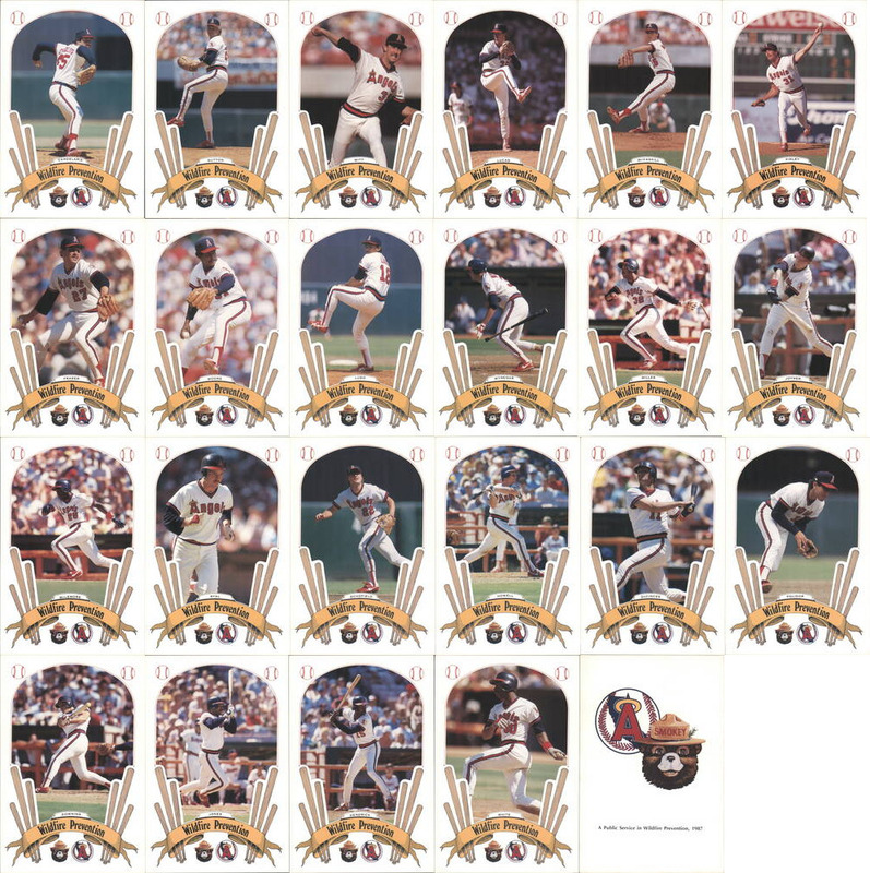 Set of 22: 1987 California Angels Smokey Bear Fire Prevention