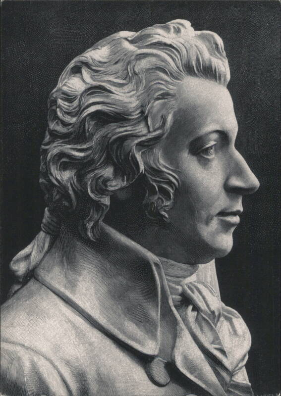 Wolfgang Amadeus Mozart Bust, Woodcut after Hagen Wilhelm Hagen