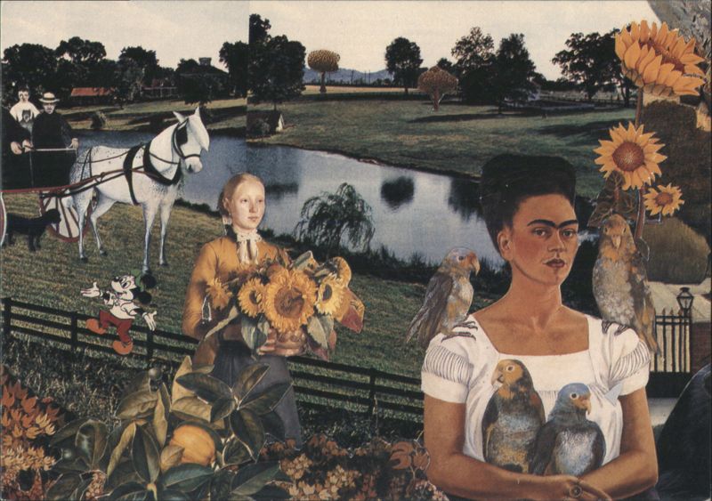 Frida Kahlo, Sunflowers, Horse & Carriage Collage Art