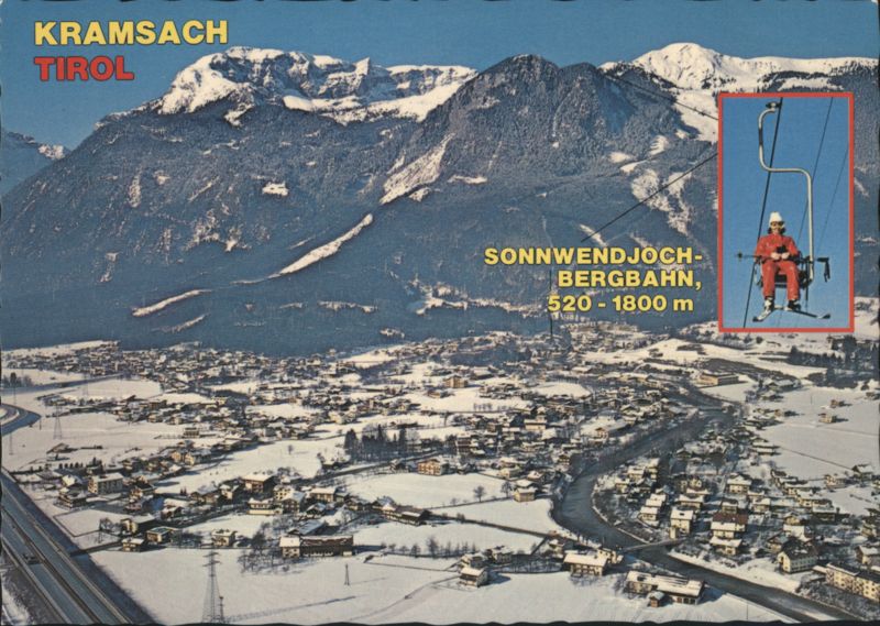 Kramsach Tirol Sonnwendsjoch-Bergbahn Ski Lift & Town View Austria